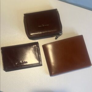 Men's Brown Leather Wallet Set by Unknown Brand